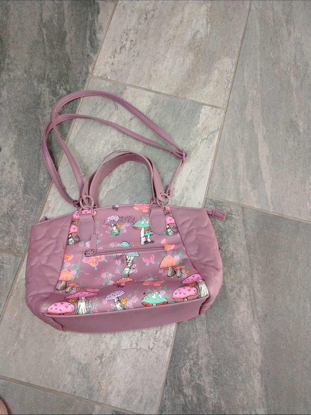 Luv Betsy Pink Floral Mushroom Print Women's Shoulder Bag